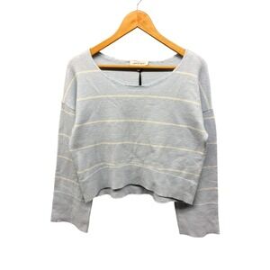 Hippie‎ Rose Sweater Women's Medium Blue White Stripe Long Sleeve Knit Cropped